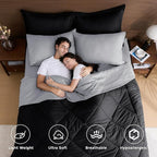 HEVUMYI Twin Comforter Set - 5-Piece All Season Bed in a Bag Twin, Ultra Soft Bedding Set with Comforter, Flat Sheet, Fitted Sheet, Pillowcases, Pillow Shams, Black & Light Grey