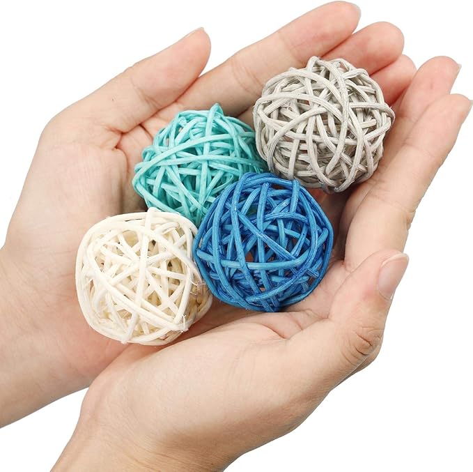 Patelai 36 Pcs Wicker Rattan Balls Decorative Balls for Vase Centerpiece Bowls Orbs Filler for Home Decor,4 Sizes