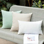 MIULEE Pack of 2 Decorative Outdoor Solid Waterproof Throw Pillow Covers Faux Linen Garden Farmhouse Cushion Cases for Patio Tent Balcony Couch Sofa 18x18 Inch Beige