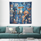 VUMIVI Cartoon Dog Tapestry Cute Puppy Pet Lovers Animal Theme Colorful Illustration Tapestry Wall Hanging for Living Room Bedroom Dorm Classroom Aesthetic Decor W60xL60in