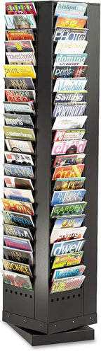 Safco 4325BL Industrial Steel Rotary Magazine & File Rack - 92 Pocket, Black - 360° Rotational Steel Base, 5 lbs. Capacity Per Pocke