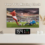 Netzu 3-in-1 Digital Clocks for Living Room with Temperature, Date & Time Display - 4 Levels Birghtness, 3 Volumes, Small & Compact Plug-in Alarm Clock for Bedroom Pink