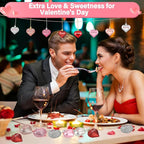 32PCS Valentines Tree Decorations Heart Ornaments, 8 Styles Valentines Day Heart Shaped Ornaments with Sweet Love Words Heart Baubles for Romantic Valentines Tree Decor Wedding Anniversary Decor