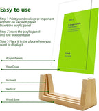 2 Pack 5x7 Inchs U-shaped Acrylic Sign Holder with Wood Base Menu Holder Flyer Holder Poster Stand Photo Stand (5*7)