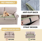 H.VERSAILTEX Couch Cover Chenille Pet Fuzzy Sofa Covers for 2 Cushion Couch Anti Slip Washable Sofa Slipcovers with Strap Soft Couch Protector Cover for Dogs Cats Kids(27.6" x 59", Tender Green)