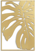 SIGNLEADER Metal Wall Art Decor Monstera Leaf Minimalist Modern Abstract Wall Sculpture Hangings Home Decoration for Living Room, Bedroom, Bathroom, Kitchen, Outdoor - 30" Gold