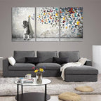 Novatique Banksy Canvas Wall Art Colorful Graffiti Wall Art Beautiful Butterfly Painting Print Abstract Graffiti Street Poster Artwork for Living Room Bedroom,24”x 36”x 3Pcs