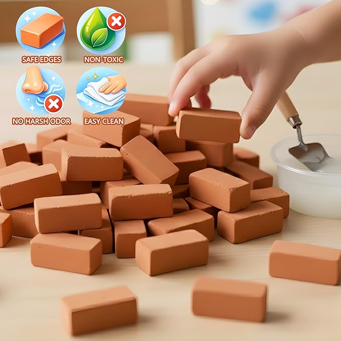 Brick and Mortar Construction Set, DIY Building Blocks for Kids Ages 6+, STEM Construction Kit, Versatile Creative Play, Great Birthday Gift