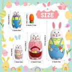 Gejoy Easter Nesting Dolls Russian Matryoshka Rabbit Wooden Handmade Nutcracker Nesting Dolls Collectible Gifts Set for Adults Home Decor