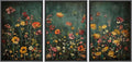 MUDECOR Framed Wall Art Print Set Vintage Wildflower Meadow with Colorful Blooms Illustrations Modern Art Boho Decorative Colorful Chic for Living Room, Bedroom, Office - 16"x24"x3 Black