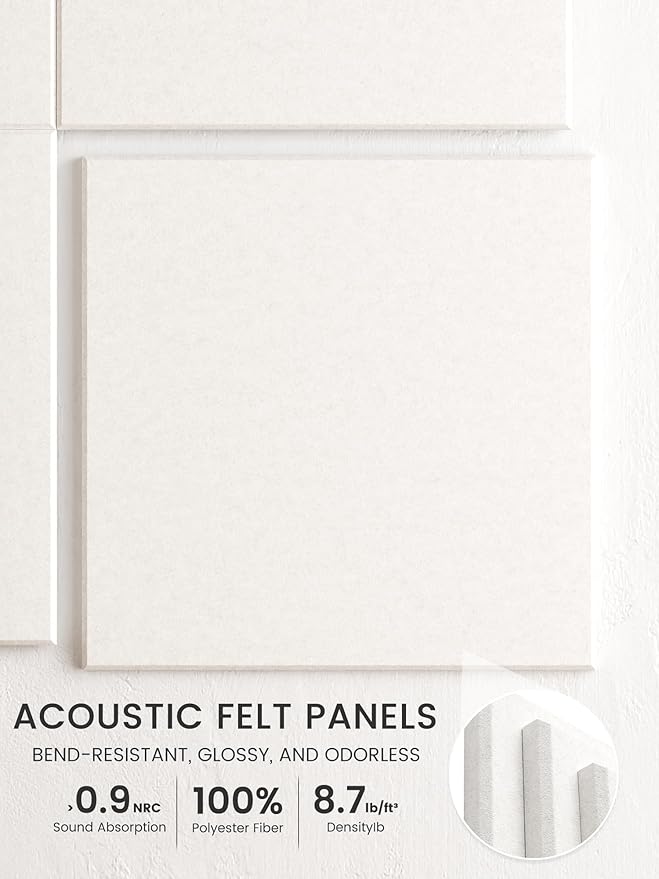 Bumusty Large Cork Board 36" x 24" Alternative - 6 Pack Felt Wall Tiles with 40 Safe Removable Adhesive Tabs, 30 Pushpins, Cork Boards for Walls Pin Board Bulletin Board Office Decor (Milky White)