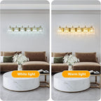 6-Light Modern Vanity Lights Brushed Brass Bathroom Light Fixtures Over Mirror Gold Bathroom Vanity Lighting with Crystal Shade E26 Base Wall Sconce for Bedroom Living Room Restroom Wall Lamp