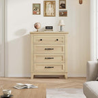 GarveeHome 4 Dresser for Bedroom, 34.8" Tall Vertical Drawer Dresser with Large Storage, Freestanding Wooden Closet Chest for Bedroom, Living Room