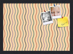 PinPix 21x15 Inch Cork Bulletin Board. This Decorative Framed Pin Board Comes with Multi Color Waves Design and a Satin Black Frame. Ideal for Home Office Decor or Message Board (PinPix-565)