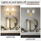 Kvhilw Bathroom Vanity Light, Brushed Gold Bathroom Light Fixtures, 2-Light Lighting Fixtures Over Miror, Modern Wall Sconce with Flared White Fabric Shade, E26 Socket(ETL Listed)