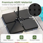 Tangkula 4 Piece 220 Lbs Umbrella Base, Offset Umbrella Weights with 4 Square HDPE Plate & 4 Connection Metal Hooks, Handle, Water & Sand Fillable Cantilever Umbrella Stand for Patio, Garden, Pool