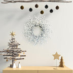 Huashen 24 Inch Spring Front Door Wreath Winter Berry Wreath Metallic Effect Pearl White & Silver Berry Christmas Wreaths for Front Door Wall Window Hanging Christmas Decoration Home Décor