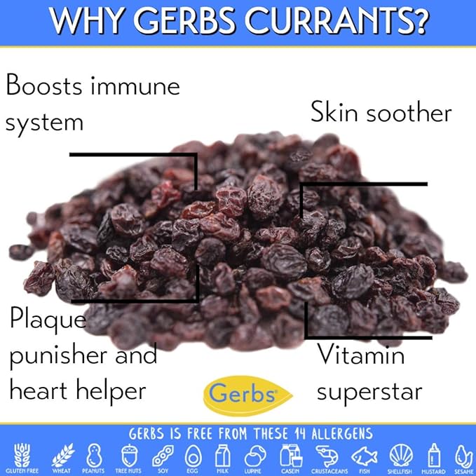 Gerbs Dried Zante Currants 4 lbs. | Unsulfured, No Artificial Additives, Resealable Bag | Naturally Bold & Tart Flavor | Top 14 Allergen-Free