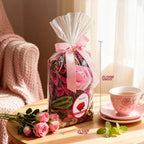 Potpourri Bags & Essential Oil Bracelet Set, Rose Scented Bowl Fillers, Fragrance Potpourri for Home Decor + Aroma Diffuser Stainless Bracelet, Gifts for Women, Mom, Aunt, Grandma, Wife-Pink