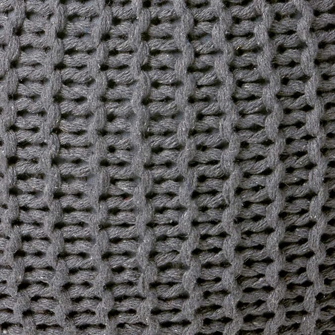 Urban Lifestyle | Large Round Cotton Knitted Ottoman Pouf Seat Cushion Home Decor Accent Seating Floor Pillow Soft Modern Living Room Furniture Hand Woven Cotton, Dark Grey