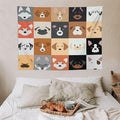 VUMIVI Dog Tapestry Funny Cartoon Pet Patterns Colorful Illustrations Square Animals Tapestry Wall Hanging for Living Room Bedroom Dorm Classroom Aesthetic Decor W40xL30in