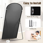 Full Length Mirror, 81"x41" Arched Full Body Mirror, Oversized Floor Mirrors, Leaning Free Standing Mirrors, Hanging Mounted Large Mirrors for Bedroom Dressing Room, Cloakroom, Black
