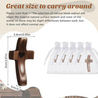 Handmade 10Pcs Wooden Cross Fidget Bulk with Organza Bags - Stress Relief Pocket Cross My Heart for Christian, Pocket Prayer Cross, Religious Easter Day Gifts