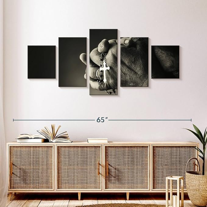 Elephant Stock Christian Prayer Canvas - 5 Panel Pictures Decor - Digital Design Canvas Print - Christian Wall Decor - 55" X 24"