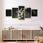 Elephant Stock Christian Prayer Canvas - 5 Panel Pictures Decor - Digital Design Canvas Print - Christian Wall Decor - 55" X 24"