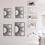 SIGNLEADER Metal Wall Art Decor Shining Sun Minimalist Modern Abstract Wall Sculpture Hangings Home Decoration for Living Room, Bedroom, Bathroom, Kitchen, Outdoor - 36" Black
