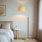 63" Wood Floor Lamp for Living Room Dimmable Standing Lamp with Remote & Foot Switch, 3 Color Temperatures Tall Lamp Mid Century Modern Floor Lamp for Bedroom Office, 9W Bulb Included, Chestnut