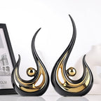 XMGZQ 2pcs Black and Gold Modern Abstract Art Statue Table Decoration,Elegantes Ceramic Statue for Home Décor Accent,Mantel,Bookshelf,Centerpiece Table Decorations for Dining Room,adornos para sala