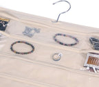 DIOMMELL 80 Pockets Hanging Jewelry Organizer for women, Storage Bag for Earrings Necklace Bracelet Ring accessory display holder, Beige