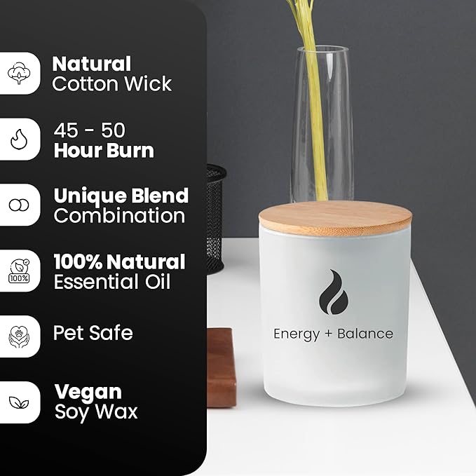 Natur IX Bundle: Calming & Energy Candles – All Natural, Non-Toxic Soy Candles with Essential Oils | Pack of 2, 8.3oz Each