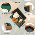 CHDITB Modern Floral Framed Canvas Wall Art Set, Nature Flowers Wall Decor, Abstract Orange Flower Artwork, Wildflowers Picture, Vintage Green Art Prints for Living Room, Bedroom, Office 16"x24"x3