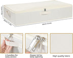Under Bed Storage Containers, Storage Bins With Lids, Clothes Organizers for Blanket, Pillows, Shoes, Beige, 2 Pack, 23.6 x 11.8 x 5.9 Inch