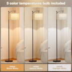 Ambimall 60" Floor Lamps for Living Room with 3 Color Temperatures, Adjustable Grey Shade with Black Pole, Tall Lamps for Living Room Bedroom Office Classroom Dorm Room, 9W Bulb Included