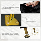 ACEQLYT® Small Foot Stool Ottoman with Storage, Foot Rest for Couch and Chair, Black Faux Fur Storage Ottoman with Gold Metal Legs and Padded Seat