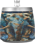 Elephant Stars Ashtray with Lid, Outdoor Ashtrays for Patio, Stainless Steel Ashtray Odorless Smokeless for Home Office Balcony