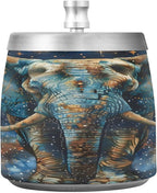 Elephant Stars Ashtray with Lid, Outdoor Ashtrays for Patio, Stainless Steel Ashtray Odorless Smokeless for Home Office Balcony