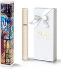 SURI Mezuzah for Door with Printed Scroll Inside | 4" Modern Mezuzah Case (Silver Yellow)