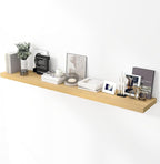 72 inch Floating Shelves for Wall, 12 Inch Deep Floating Shelf, Hanging Shelf with Invisible Brackets, Rustic Wooden Wall Shelves for Bathroom, Bedroom, Living Room,Farmhouse Set of 1,Natural