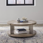 Liberty Furniture Harlow Living Room Round Cocktail Table - Sandstone & Satin Nickel