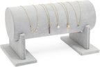 Juvale Velvet Headband Holder Stand - 12.2 x 6.5 x 6.7 Inches, Gray Velvet - Hair Accessories Organizer & Headband Rack - Bracelet Display & Jewelry Stand
