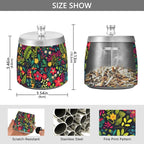 Colorful Bright Little Flowers Ashtray with Lid, Outdoor Ashtrays for Patio, Stainless Steel Ashtray Odorless Smokeless for Home Office Balcony