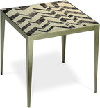 Nikki Side Table – Modern Luxury Mosaic Stone Top with Bright Brass Base, Commercial Grade Quality End Table - 20" H x 20" L x 20" W