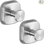 Heavy Duty Reusable Suction Cup Hooks for Kitchen/Bathroom/Shower - Wet-Proof Hooks for Towels, Robes, Loofah&Wreaths/No Drill Mounting on Glass, Tile, Metal (2, Brushed Nickel)