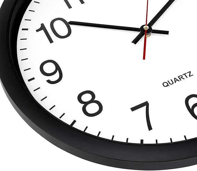 Bernhard Products Black Wall Clock, 2 Pack Silent Non Ticking - 16 Inch Extra Large Quality Quartz Battery Operated Round Easy to Read Home/Office/Business/Kitchen/Classroom/School Clocks