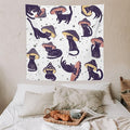 VUMIVI Funny Cat Mushroom Tapestry Retro 70s Hippie Style Cute Black Kitten Star Aesthetic Art Print Tapestry Wall Hanging for Living Room Bedroom Dorm Classroom Aesthetic Decor W60xL60in