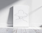 Elegant Woman in Hat Wrapped Canvas Wall Art Minimalist Feminine Profile 8x10 Inch Gallery Stretched Modern Asian Fashion Home Art Decor